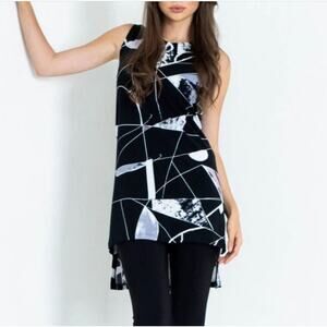 Artex Fashions Women's Size L Abstract Sleeveless Tank Tunic High Low Hem NWT